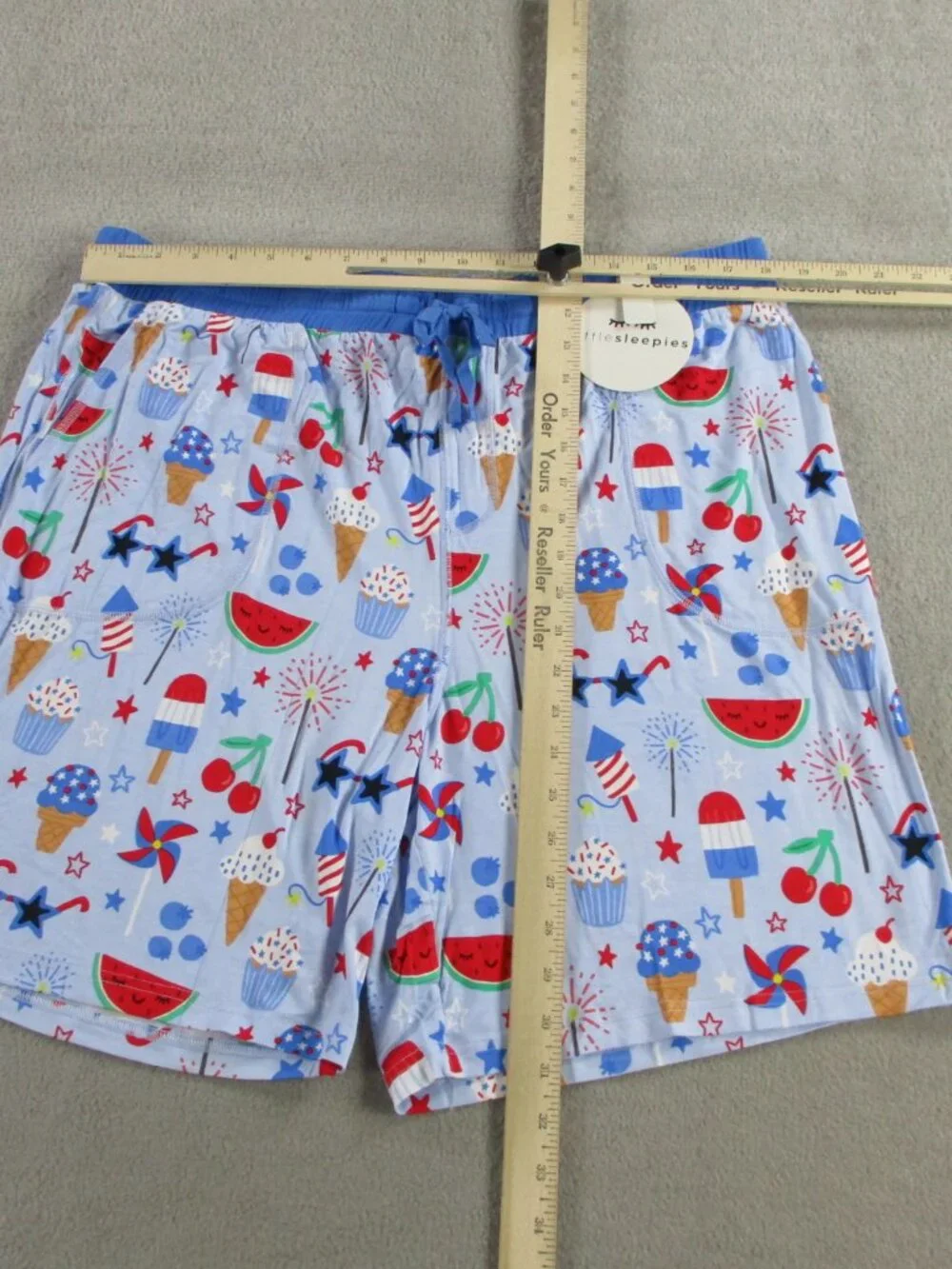 Little Sleepies Pajama Shorts Mens 3XL XXXL Blue Stars Stripes & Sweets PJs NEW - Picture 3 of 8